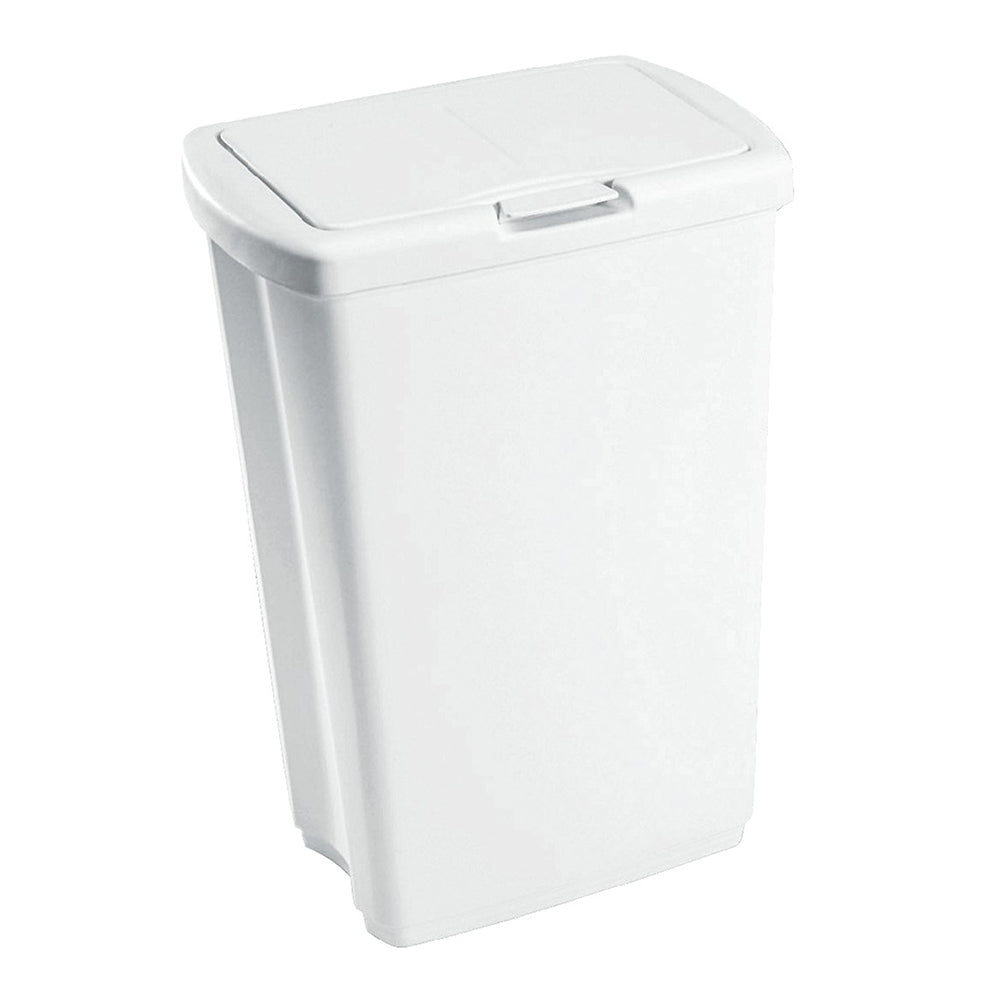 13.25-Gallon Spring Top Wastebasket, White