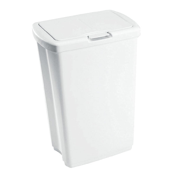 13.25-Gallon Spring Top Wastebasket, White